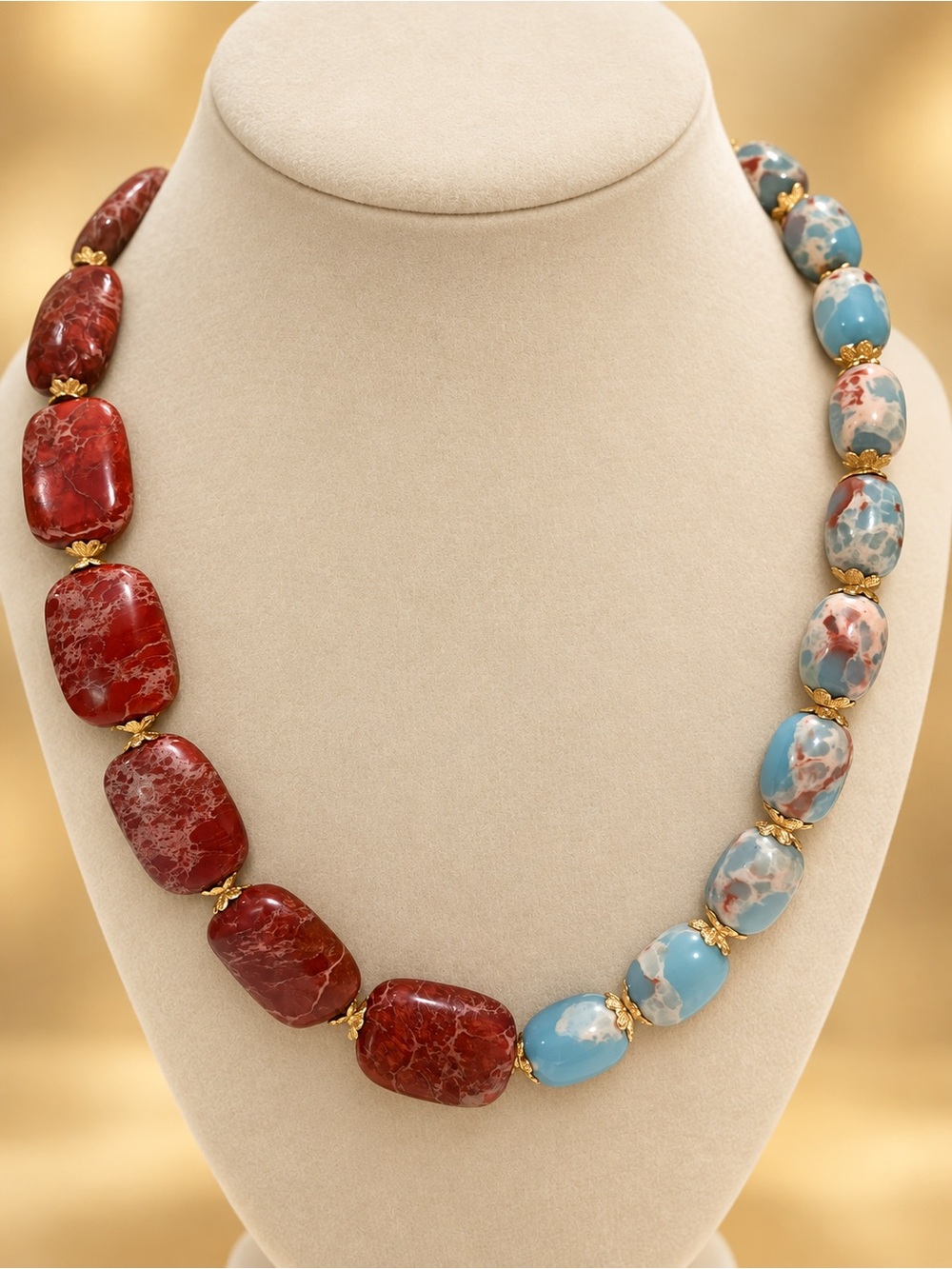 Bold Artisan Made Asymmetrical Impression/Sea Sediment Jasper Necklace